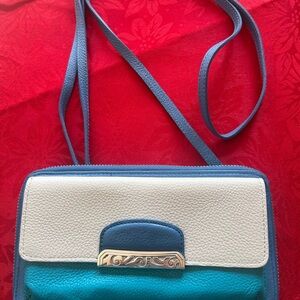 NWOT: Brighton Blue, White, and Teal Crossbody Bag